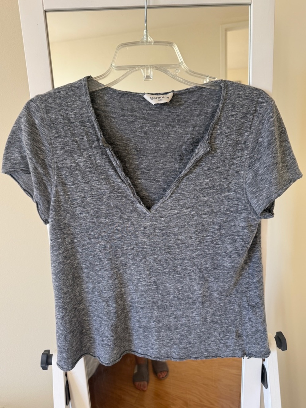 Heather Gray V-Neck Short Sleeve Women's Tee